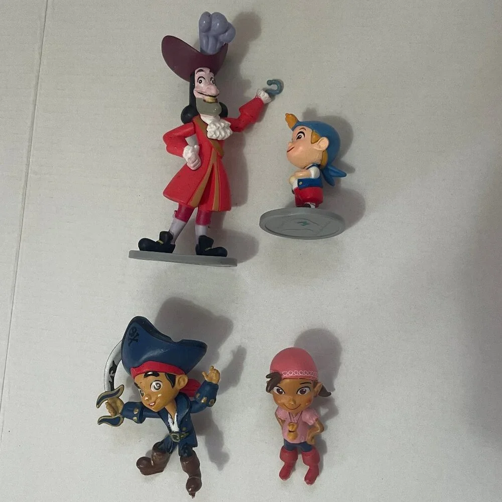 Lot of 4 Jake and the Neverland Pirates & Captain Hook PVC Cake Toppers READ